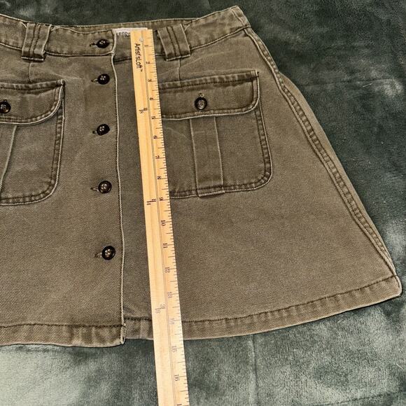 Vintage Y2K Aeropostale Utility Mini Skirt Women's 4 Olive Green Button Front - Picture 4 of 5